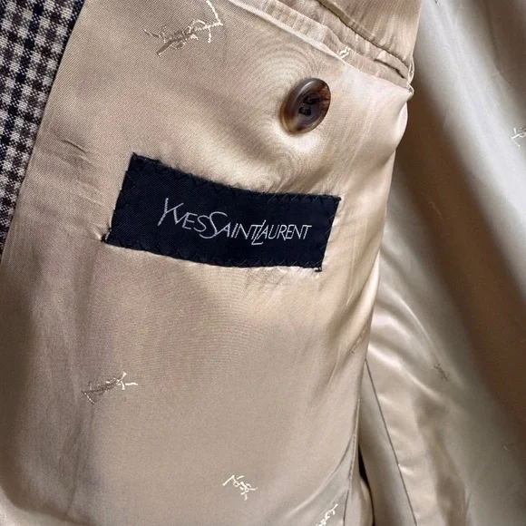 Yves Saint Laurent Tan Checkered Blazer - Picture 4 of 9